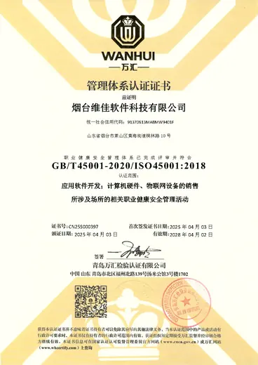 ISO 45001 职业健康安全管理体系认证证书